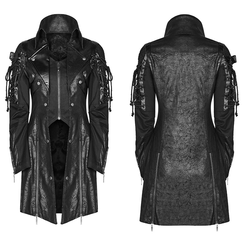 Popular Punk Rave Jacket Y-349 Studded Special Hot Fit Leather Long Gothic Coat