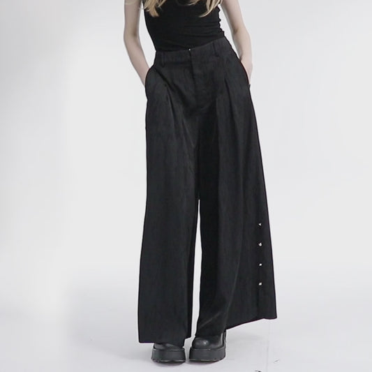 Punkrave Chinese style jacquard wide leg pants OPK-528XCF video