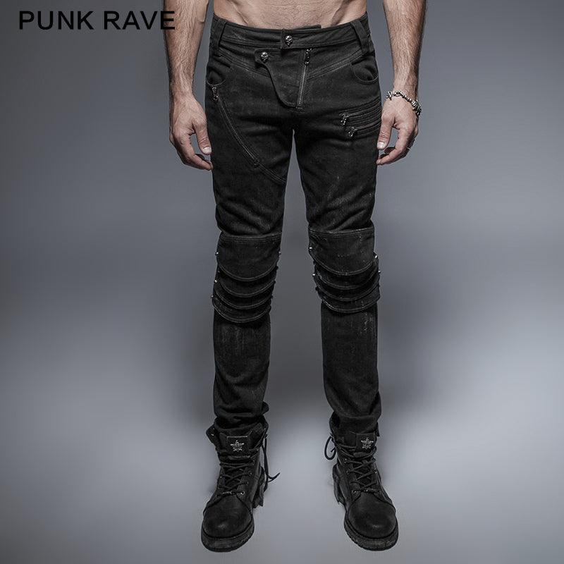 Punk armor knee man jeans K-239