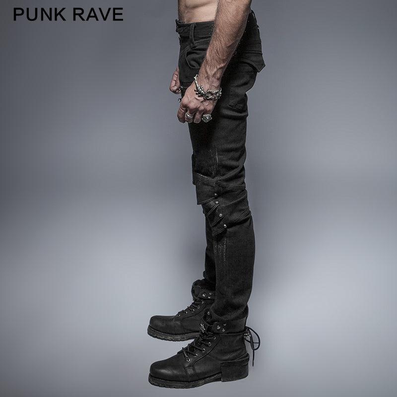 Punk armor knee man jeans K-239 - Punk Rave Original Designer Clothing