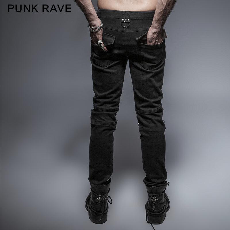 Punk armor knee man jeans K-239 - Punk Rave Original Designer Clothing