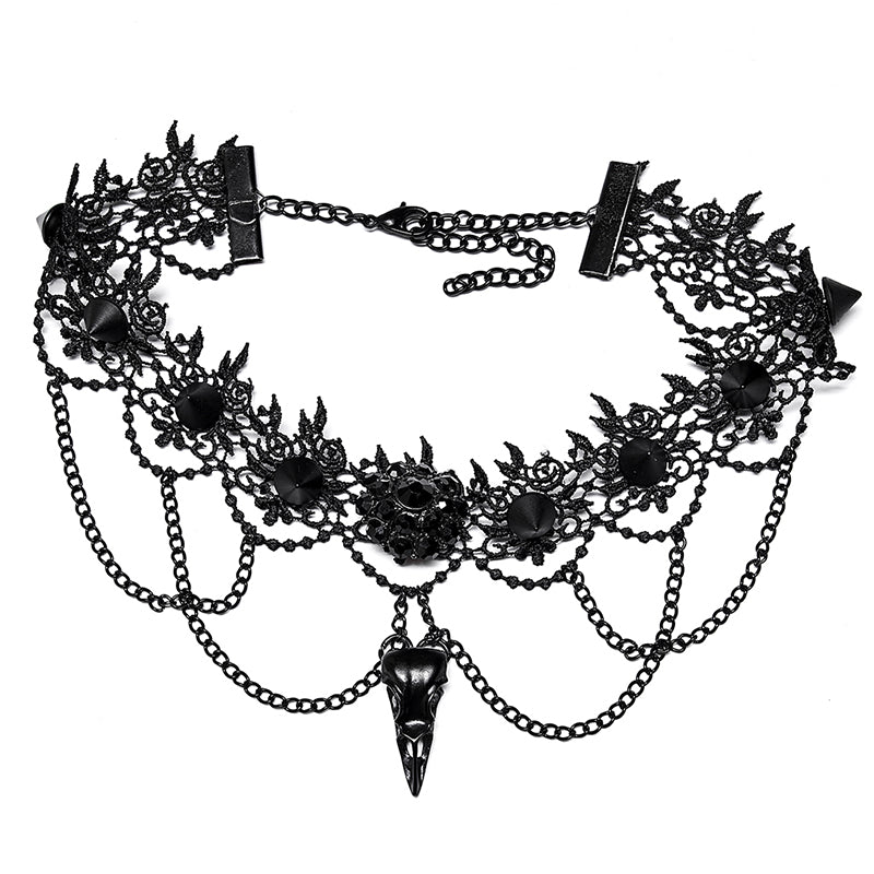 Goth bird skull choker DS-508LHF - Punk Rave Original Designer Clothing