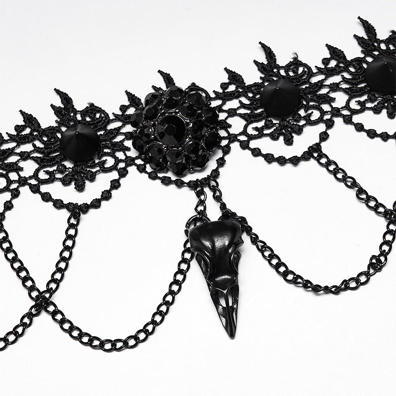 Goth bird skull choker DS-508LHF - Punk Rave Original Designer Clothing