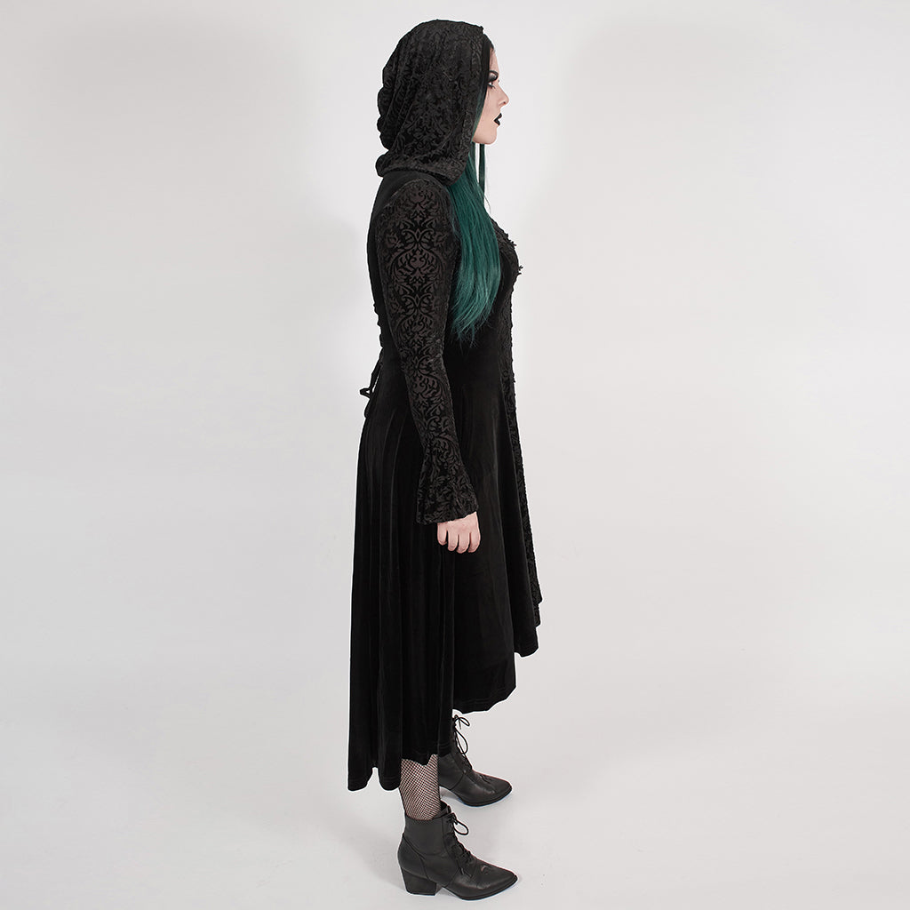 Chinoiserie Dark velvet burning out long coat dress DY-1296XCF