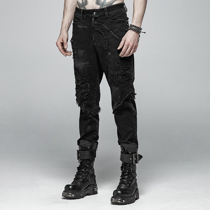 Punk Broken Hole Net Trousers - Punk Rave Original Designer Clothing