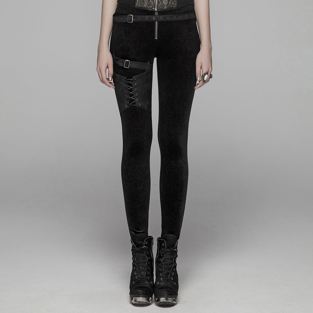 Steam Punk cable-pull loop Leggings WK-374DDF
