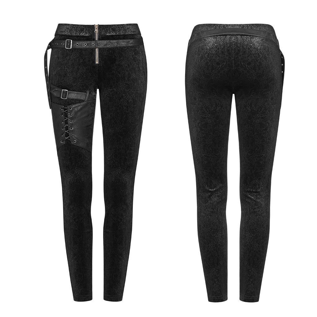 Steam Punk cable-pull loop Leggings WK-374DDF