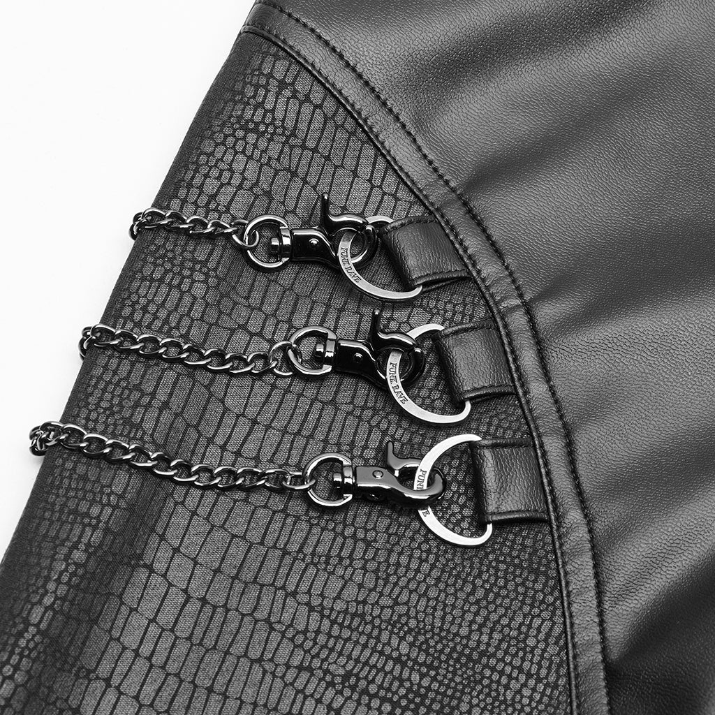 Punk gun color chain zipper Leggings WK-375DDF - Punk Rave Original Designer Clothing