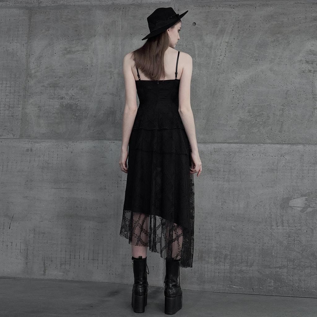 Dark black asymmetrical sexy halter dress OPQ-721LQF - Punk Rave Original Designer Clothing