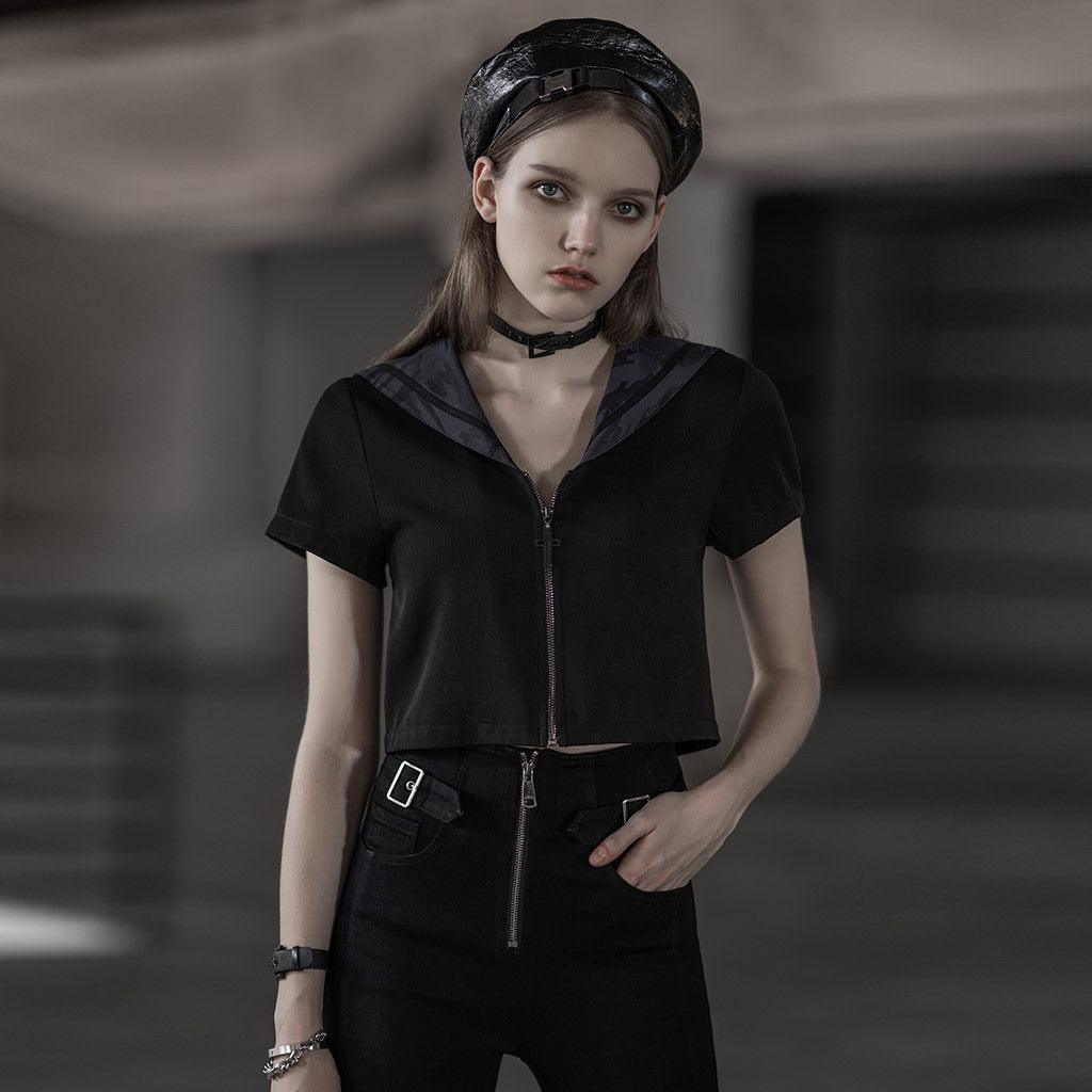 black sailor collar girl uniform Shirt - Punk Rave Original Designer Clothing