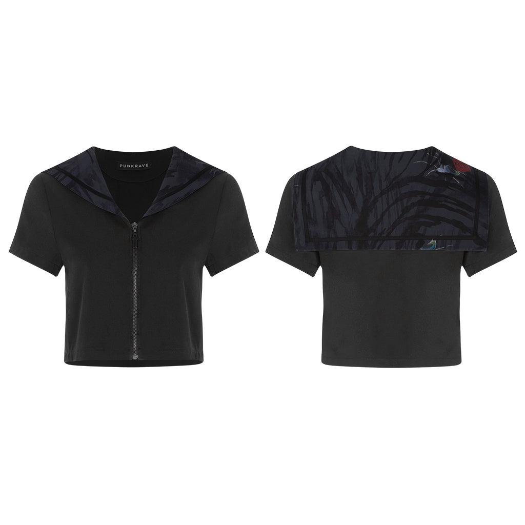 black sailor collar girl uniform Shirt - Punk Rave Original Designer Clothing