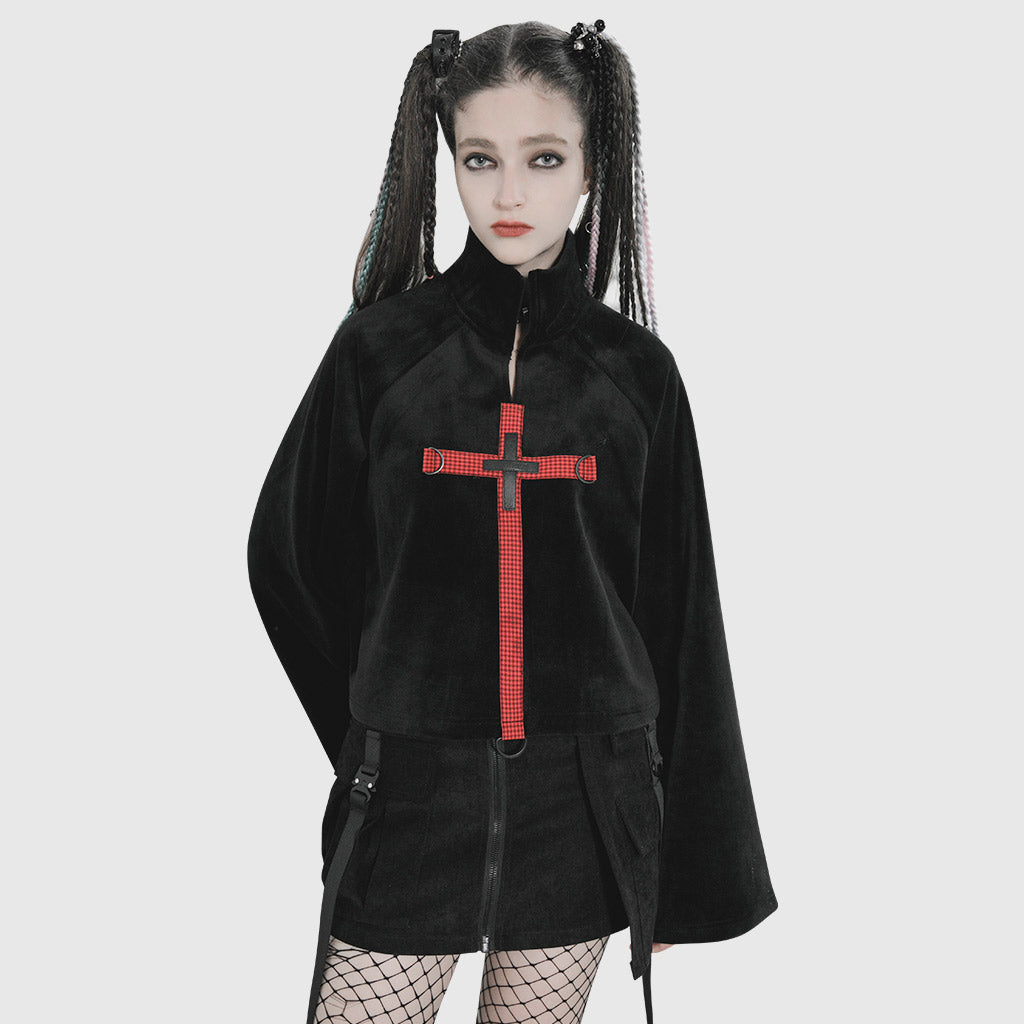 PUNK series sleeve stitching plaid sweater