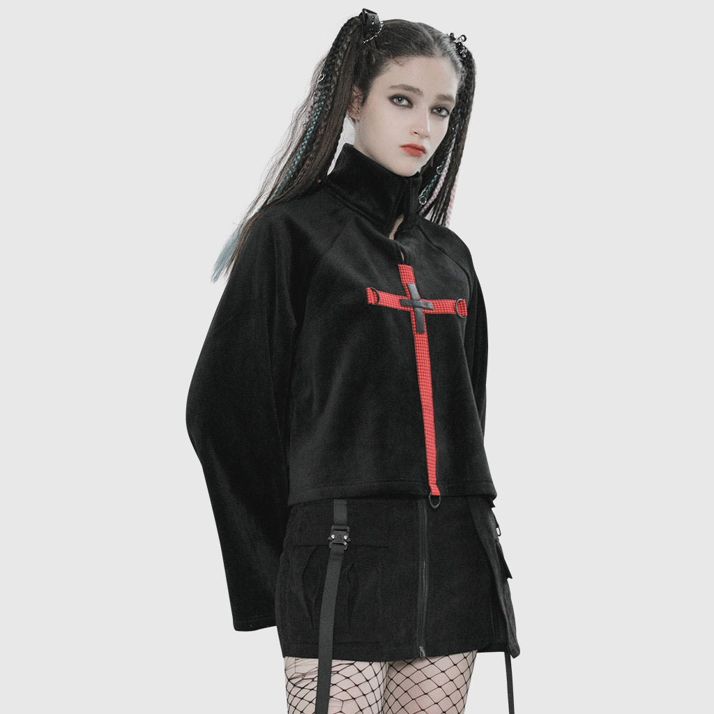 PUNK series sleeve stitching plaid sweater