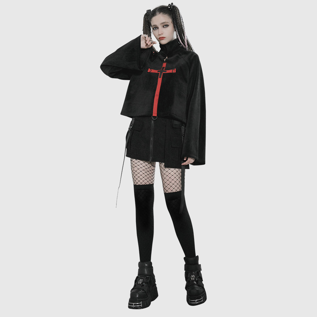 PUNK series sleeve stitching plaid sweater