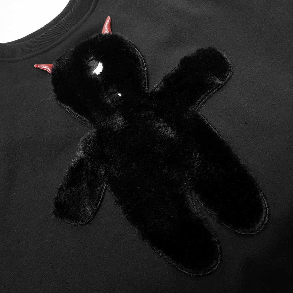 Loose fluffy one eyed little devil embroidered sweater OPT-717WYF