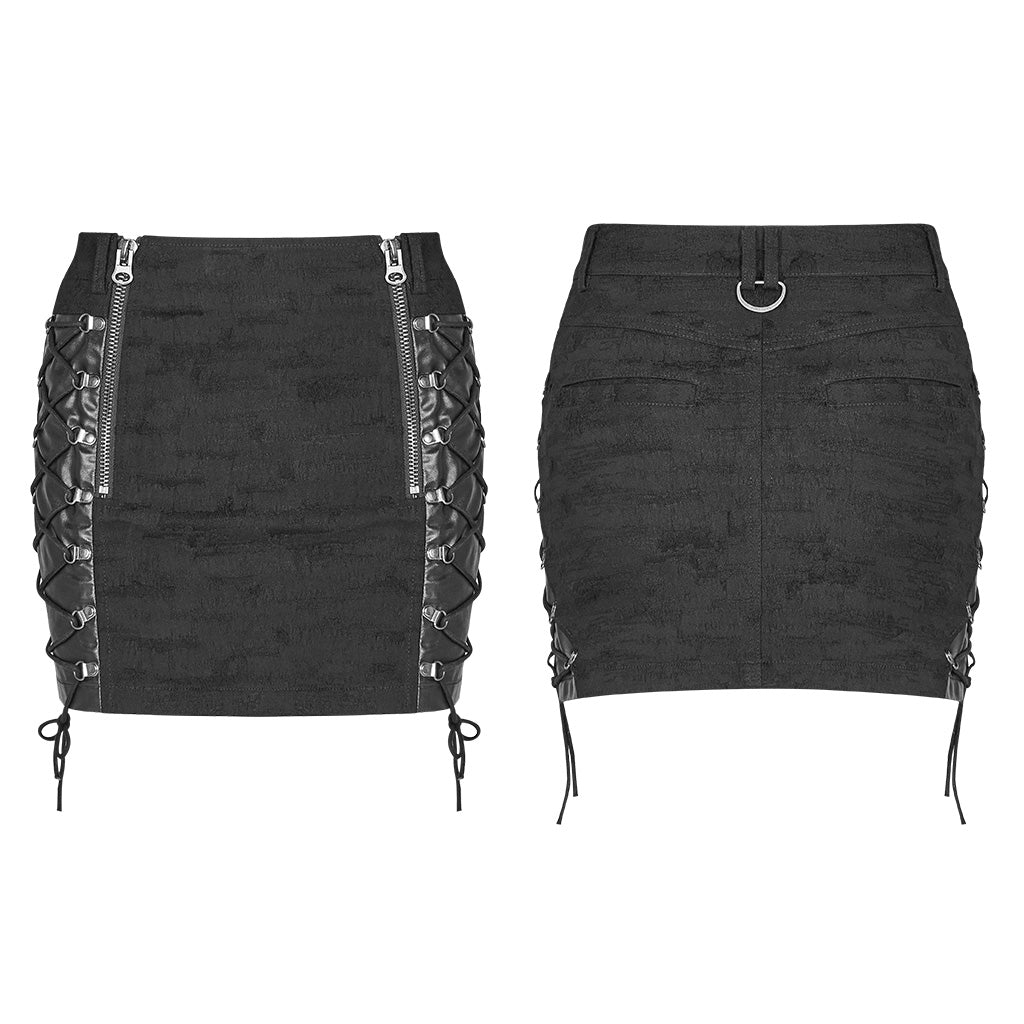 Punk Metal Half Skirt WQ-427BQF - Punk Rave Original Designer Clothing