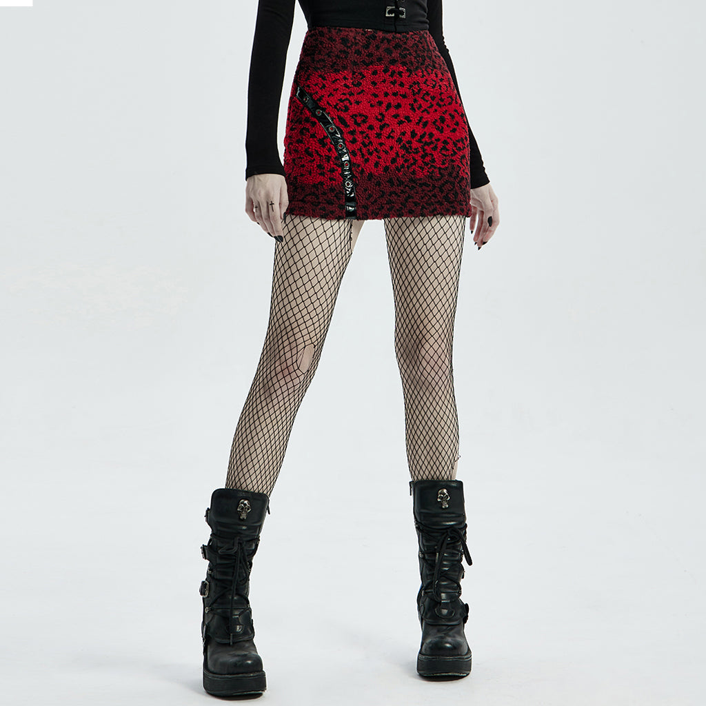 Punk Hot Girls zipper leopard Skirt WQ-541BQF