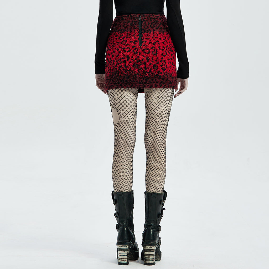 Punk Hot Girls zipper leopard Skirt WQ-541BQF