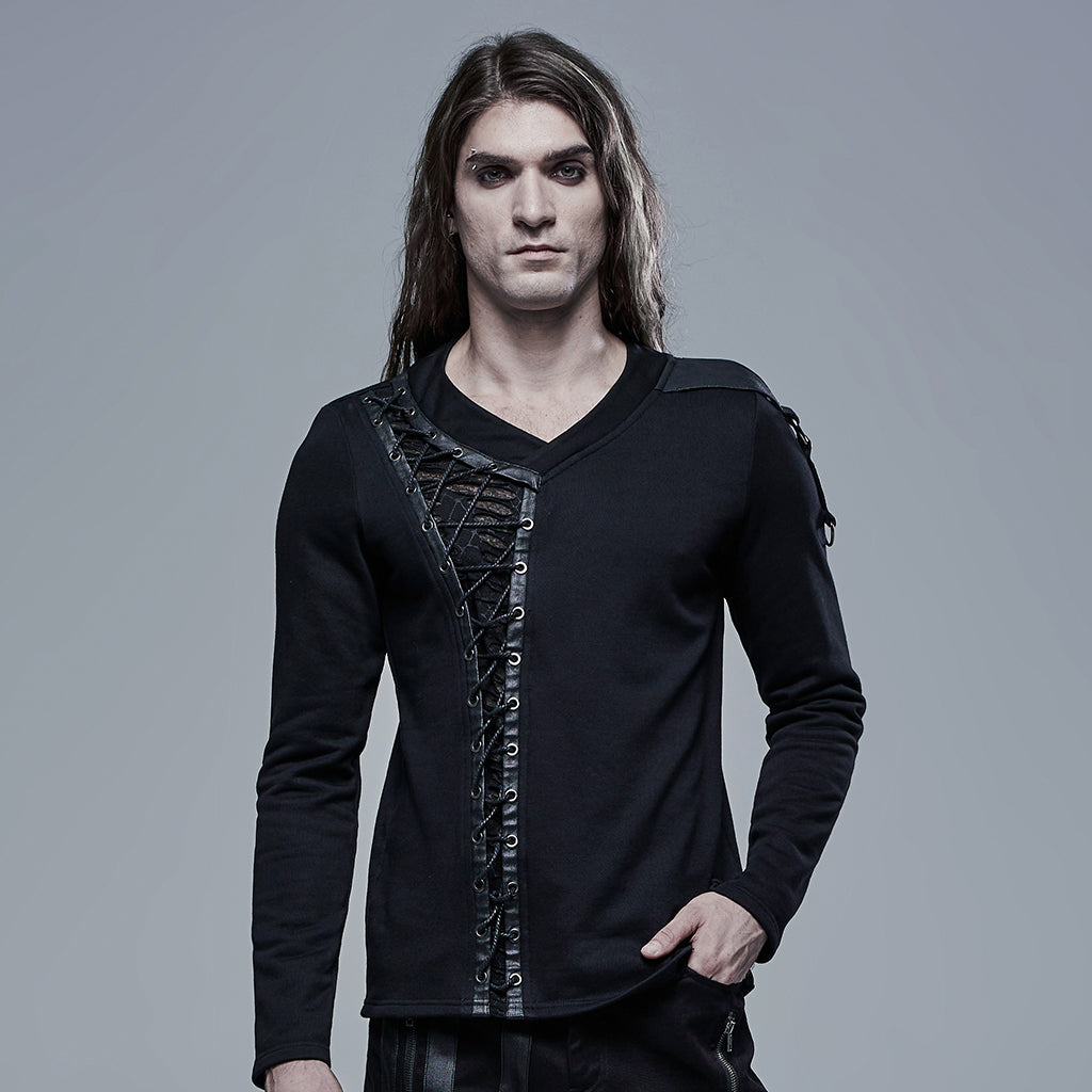Gothic V-Neck Long Sleeve Hoodies - Punk Rave Original Designer Clothing
