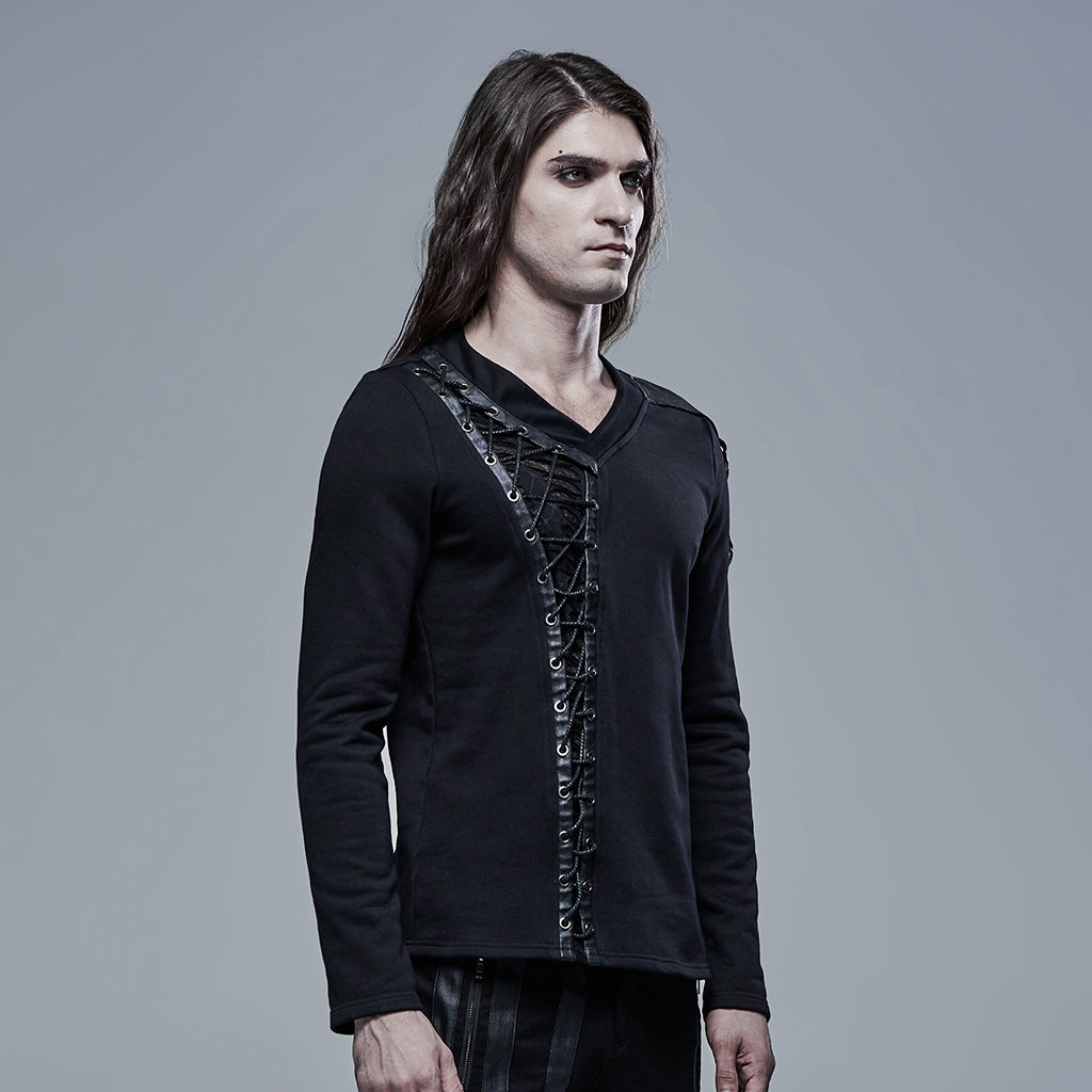 Gothic V-Neck Long Sleeve Hoodies - Punk Rave Original Designer Clothing