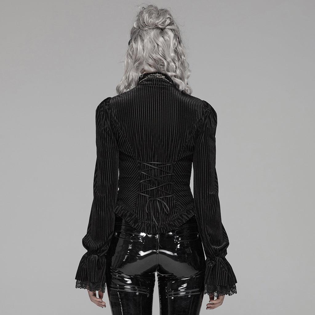 Gothic Dark-Grain Velvet Shirt - Punk Rave Original Designer Clothing