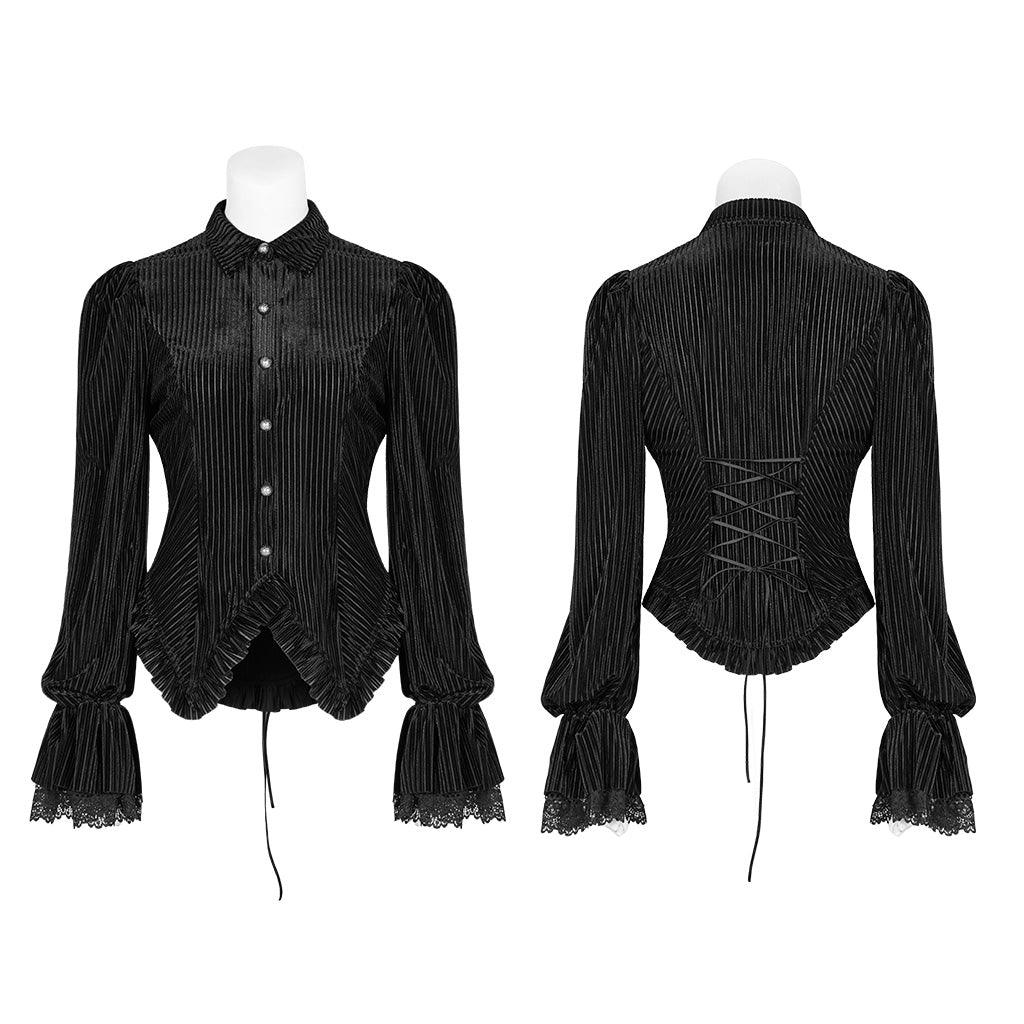 Gothic Dark-Grain Velvet Shirt