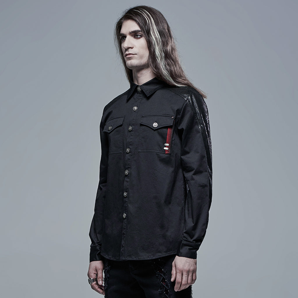 Goth Spliced Men's Shirt WY-1342CCM - Punk Rave Original Designer Clothing